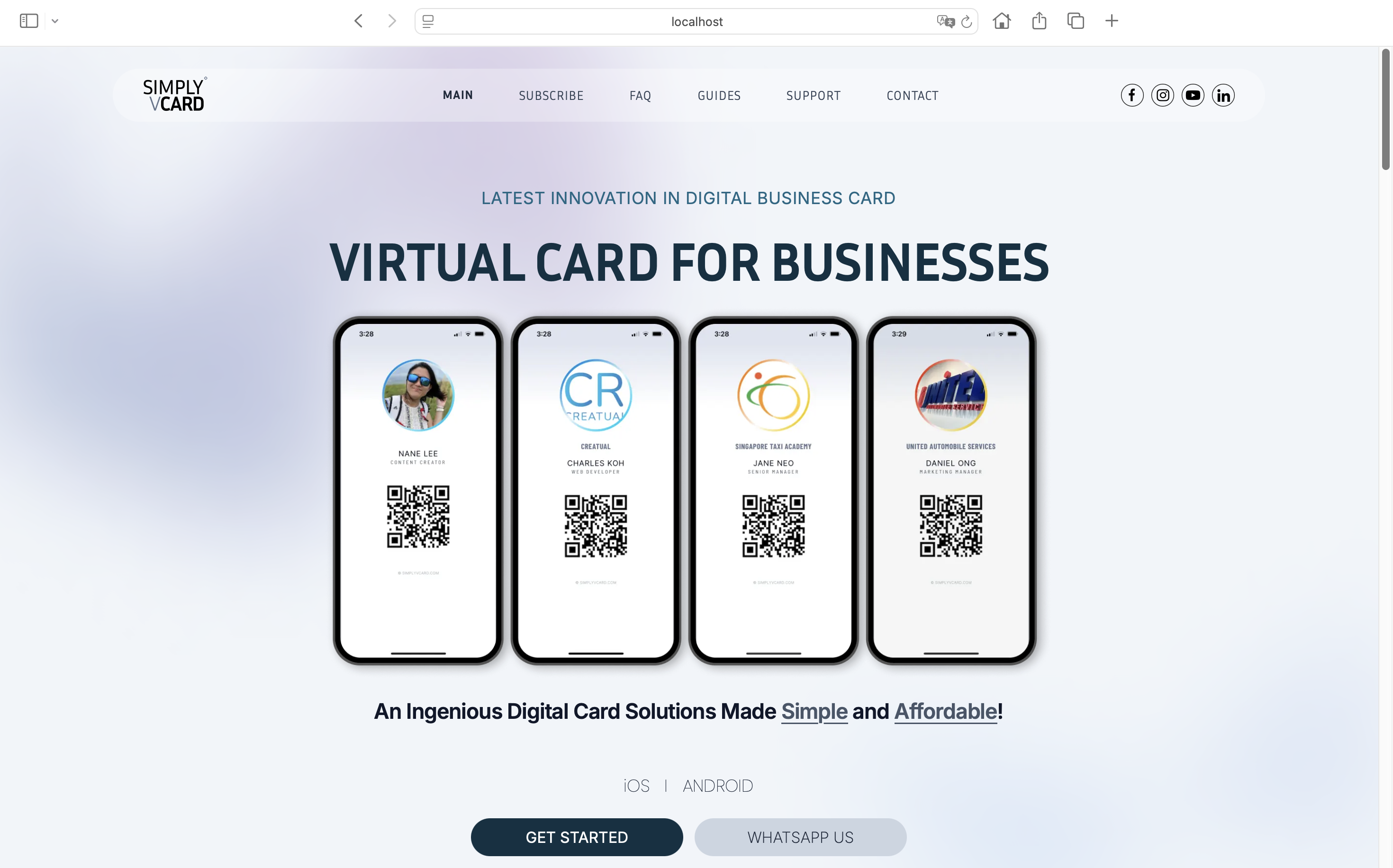 simplyvcard website thumbnail
